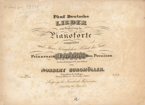 Burgmüller - 5 Lieder - Vocal Score - Score
