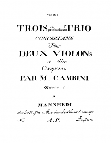 Cambini - 6 Trios for 2 Violins and Viola, Op. 30 - No. 1-3