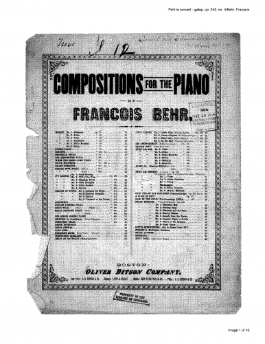 Behr - Le petit concert, Op. 542 - 4. Galop