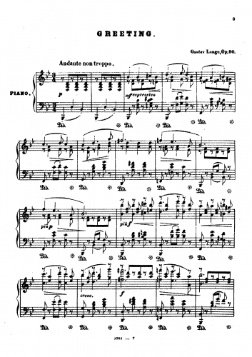 Lange - Lieder von Franz Schubert - Piano Score - Greeting