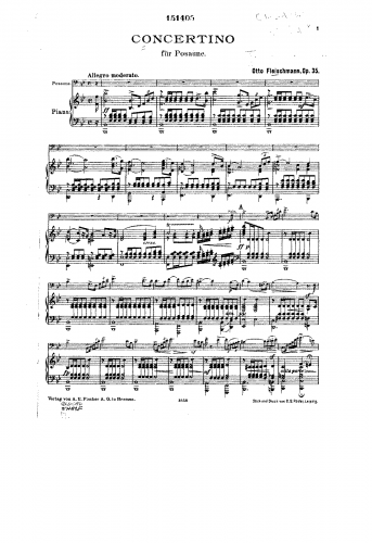 Fleischmann - Concertino for Trombone and Orchestra, Op. 35 - For Trombone and Piano