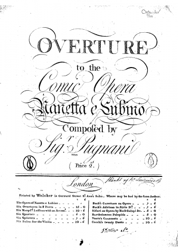 Pugnani - Nanetta e Lubino - Overture