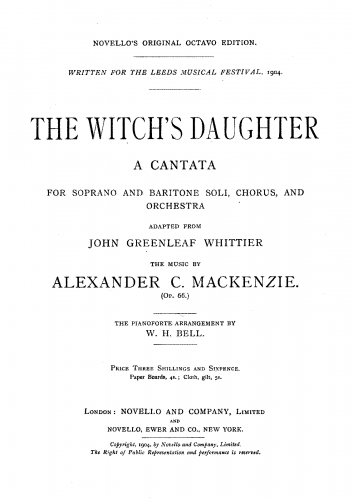 Mackenzie - The Witch's Daughter - Vocal Score - Vocal Score