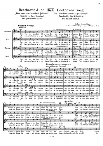 Cornelius - Beethoven-Lied, Op. 10 - Score