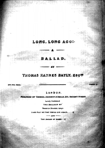 Bayly - Long, Long Ago - Score