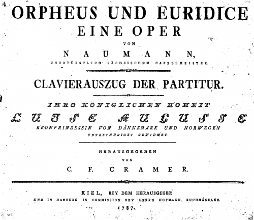 Naumann - Orpheus og Eurydike - Vocal Score - Score