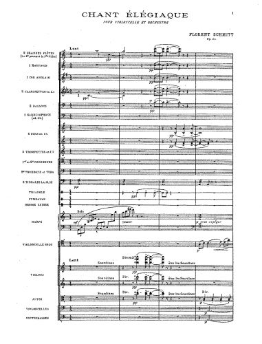Schmitt - Chant élégiaque, Op. 24 - Complete Orchestral Score