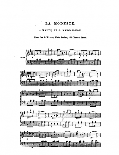 Marcailhou - La Modeste - Piano Score - Score