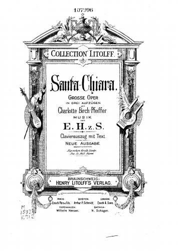 Ernst II - Santa Chiara - Vocal Score - Score