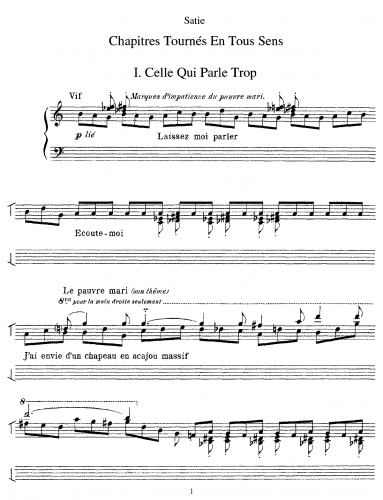 Satie - Chapitres tournés en tous sens - Piano Score - Score