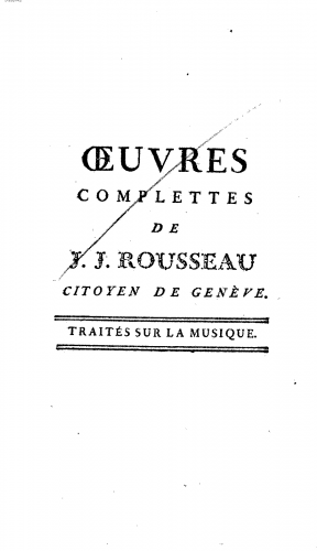 Rousseau - Traités sur la Musique - Complete Book