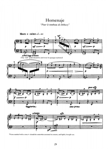Falla - Homenaje - For Piano solo (Composer) - Score
