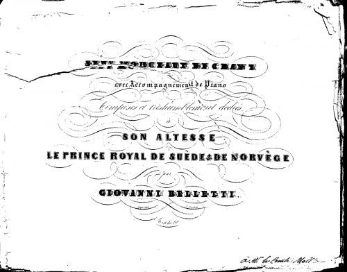 Belletti - 7 Morceaux de Chant avec Accompagnement de Piano - Score