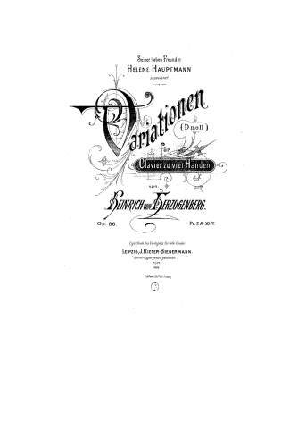 Herzogenberg - Thema und Variationen, Op. 86 - Score