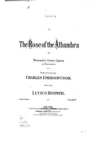 Hosmer - The Rose of the Alhambra - Vocal Score - Score