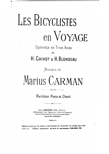 Carman - Les bicyclistes en voyage - Vocal Score - Score