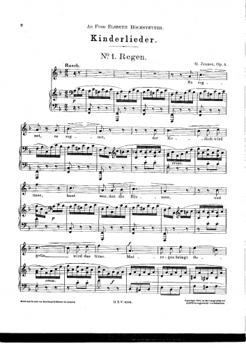 Jenner - 9 Kinderlieder, Op. 6 - Score