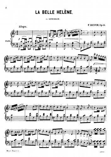 Beyer - Répertoire des jeunes pianistes - Piano Score Selections - 65. Le Belle Hélene