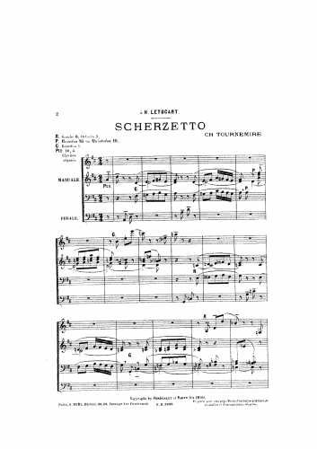 Tournemire - Suite de morceaux - Organ Scores No. 2. Scherzetto (Op. 19 No. 2) - Score