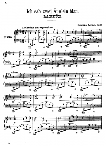 Wenzel - Ich sah zwei Äuglein blau Op. 28 - Score