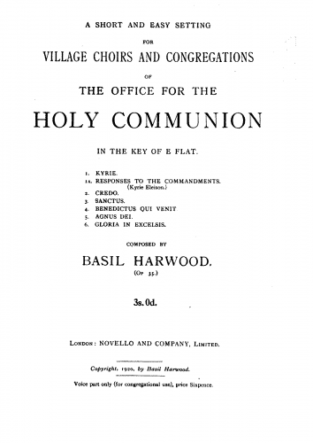 Harwood - Short and Easy Communion Service - Score