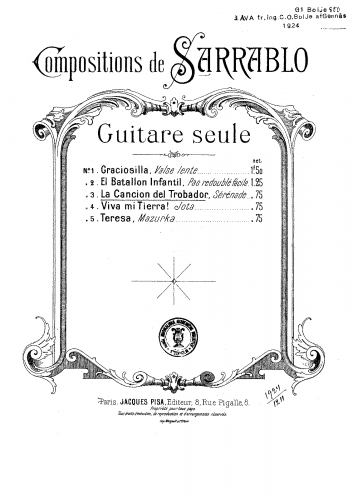 Sarrablo y Clavero - The Troubadour's Song - Score