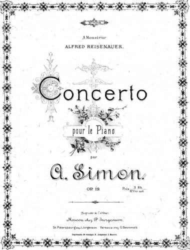 Simon - Piano Concerto, Op. 19 - For 2 Pianos (Composer) - Score