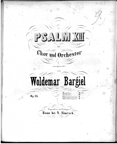 Bargiel - Psalm 13 - Vocal Score - Score