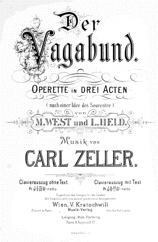 Zeller - Der Vagabund - Vocal Score - Score