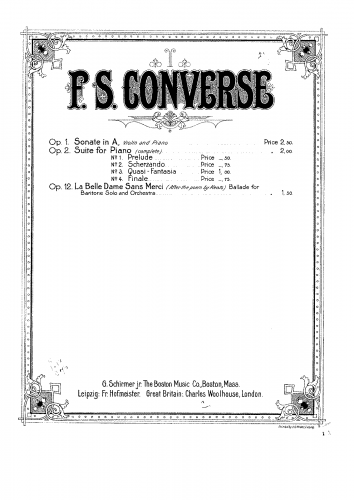 Converse - La belle dame sans merci - Vocal Score - Score