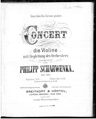 Scharwenka - Violin Concerto, Op. 95 - Full Score - Score
