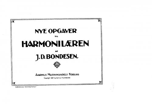 Bondesen - Nye Opgaver til Harmonilaeren - Score