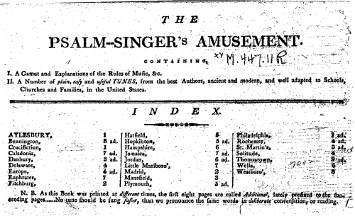 Billings - The Psalm-Singer's Amusement - Score