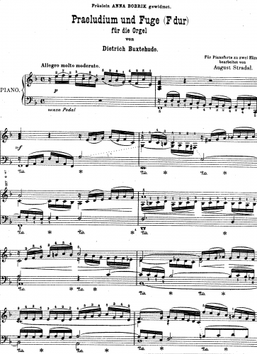 Buxtehude - Prelude in F major, BuxWV 145 - Transcriptions For Piano solo (Stradal) - Score