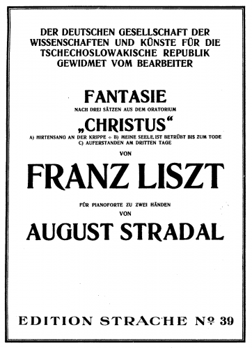 Stradal - Fantasy on Three Movements from Liszt's 'Christus' - Score