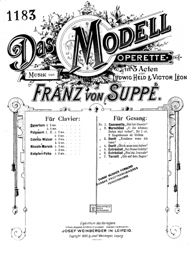 Suppé - Das Modell - Overture For Piano solo - Piano score