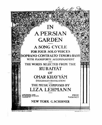 Lehmann - In a Persian Garden - Score