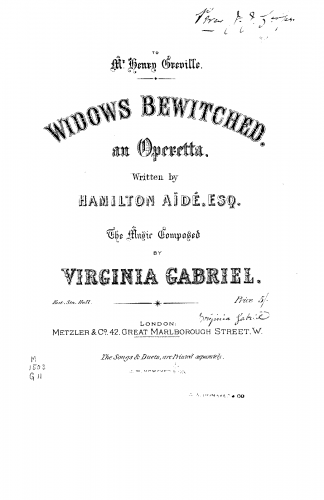 Gabriel - Widows Bewitched - Vocal Score - Score