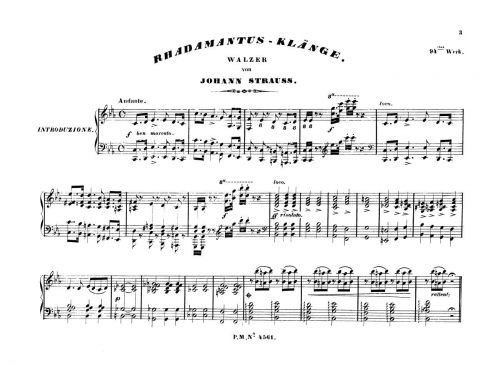 Strauss Jr. - Rhadamantus-Klänge Walzer - For Piano solo - Score