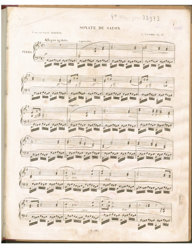 Lacombe - Sonate de salon, Op. 33 - Score