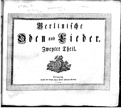 Marpurg - Berlinische Oden und Lieder - Score