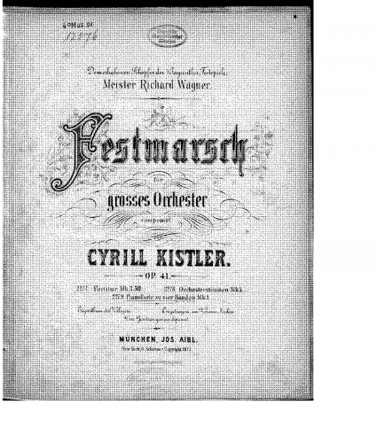 Kistler - Festmarsch No. 1 - For Piano 4 Hands (composer?) - Score