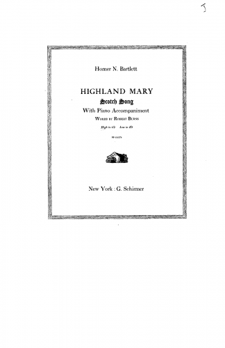 Bartlett - Highland Mary, Op. 224 - Score