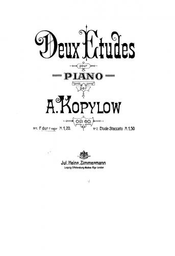 Kopylov - 2 Etudes, Op. 60 - Score