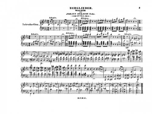 Strauss Jr. - Berglieder Walzer, Op. 18 - Score