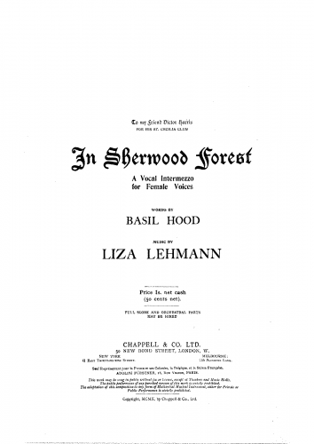 Lehmann - In Sherwood Forest - Vocal Score - Score