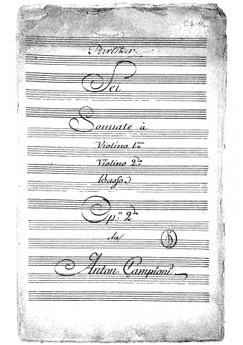 Campioni - 6 Trio Sonatas - Scores and Parts - Score