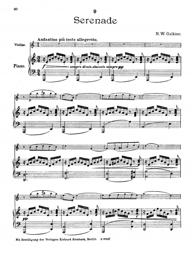 Galkin - Serenade - Piano Score, Violin Part