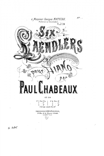 Chabeaux - 6 Laëndlers, Op. 24 - Score