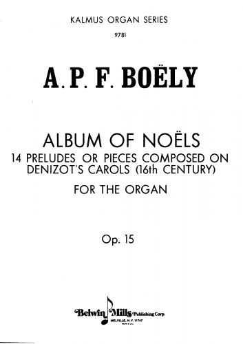 Boëly - Recueil de noëls, Op. 15 - Organ Scores - Score